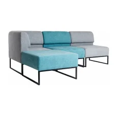 Modular sofa Lounge, upholstery La Manche Turquoise + La Manche Light Gray